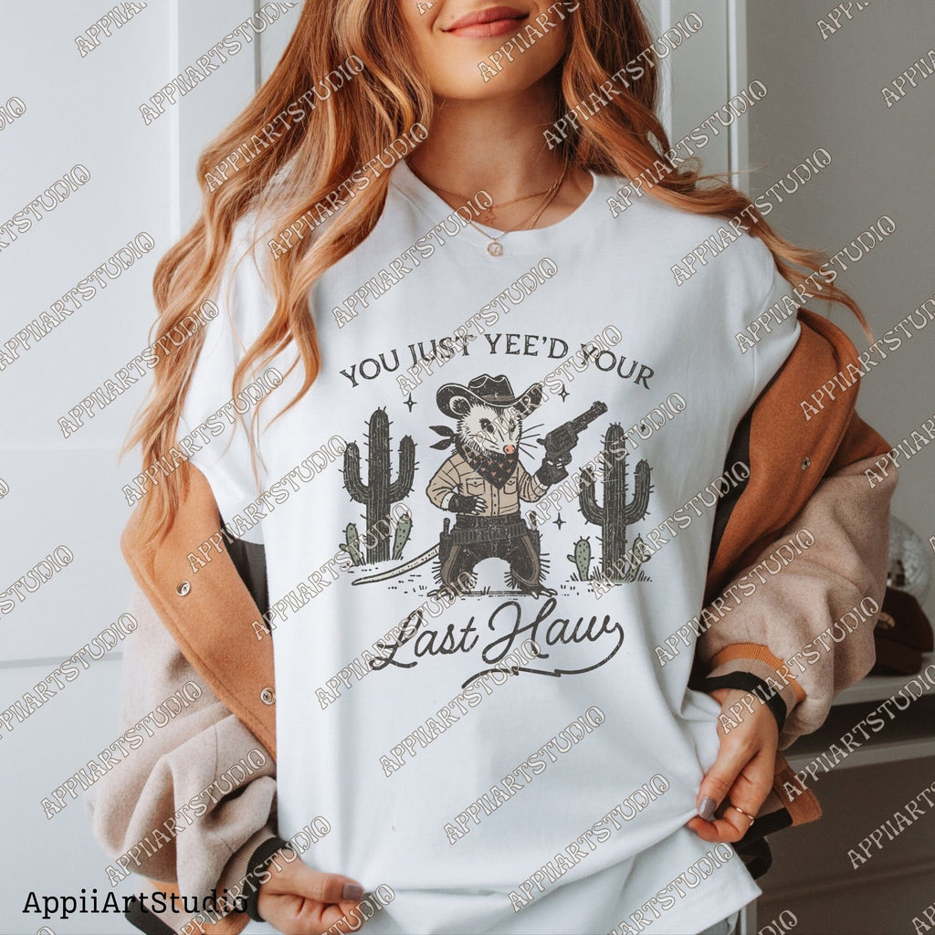 You Just Yeed Opossum Funnies With Gun Png Westerncowboy Vintage Deserts Sublime Design Png Downloadable Transparent Background Clipart Png