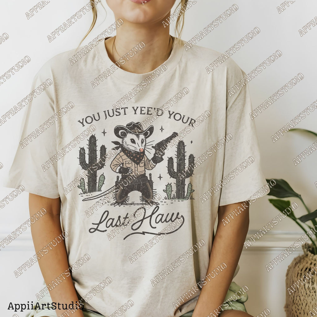 You Just Yeed Opossum Funnies With Gun Png Westerncowboy Vintage Deserts Sublime Design Png Downloadable Transparent Background Clipart Png