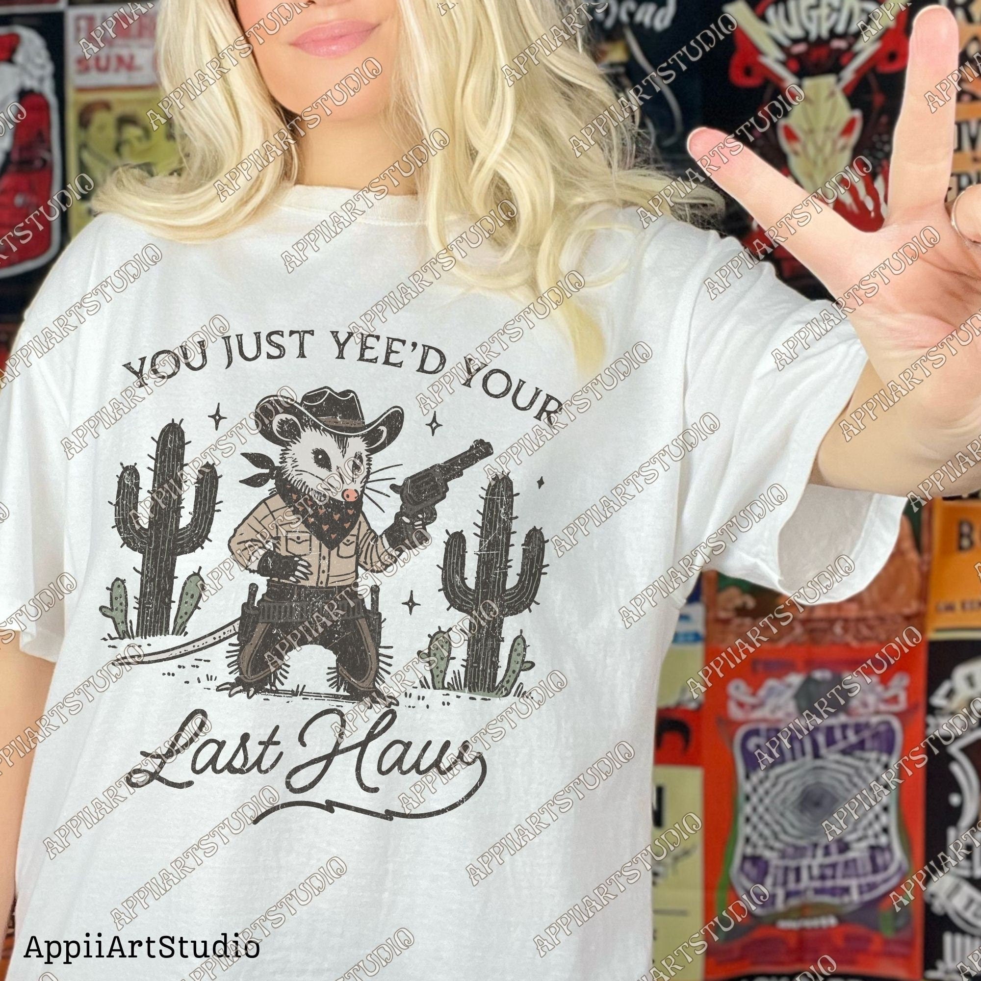 You Just Yeed Opossum Funnies With Gun Png Westerncowboy Vintage Deserts Sublime Design Png Downloadable Transparent Background Clipart Png