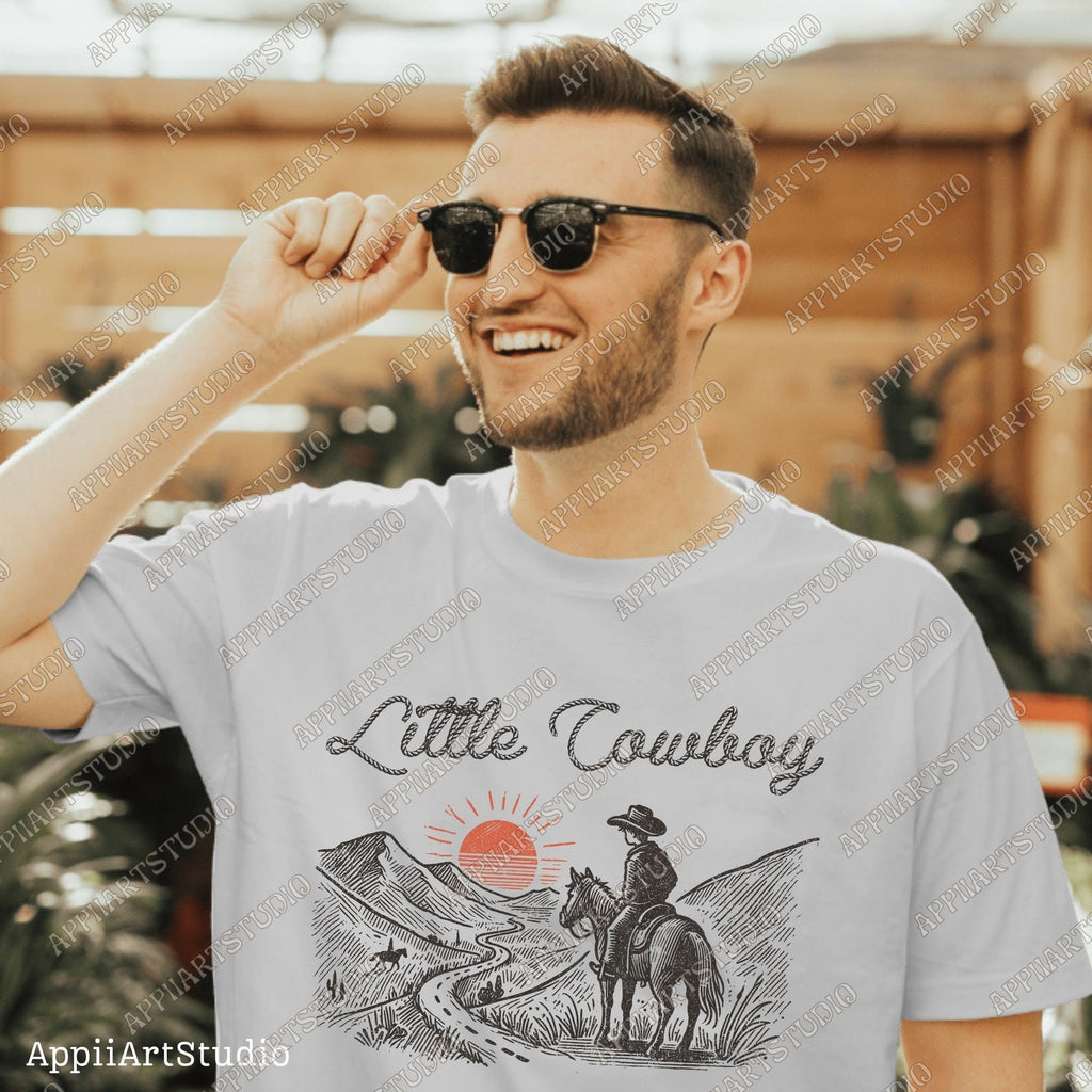 Little Cowboy Png, Western Cowboy Design PNG, Western PNG, Vintage Style PNG, Western Design, Desert Western Png, Retro Cowboy Png