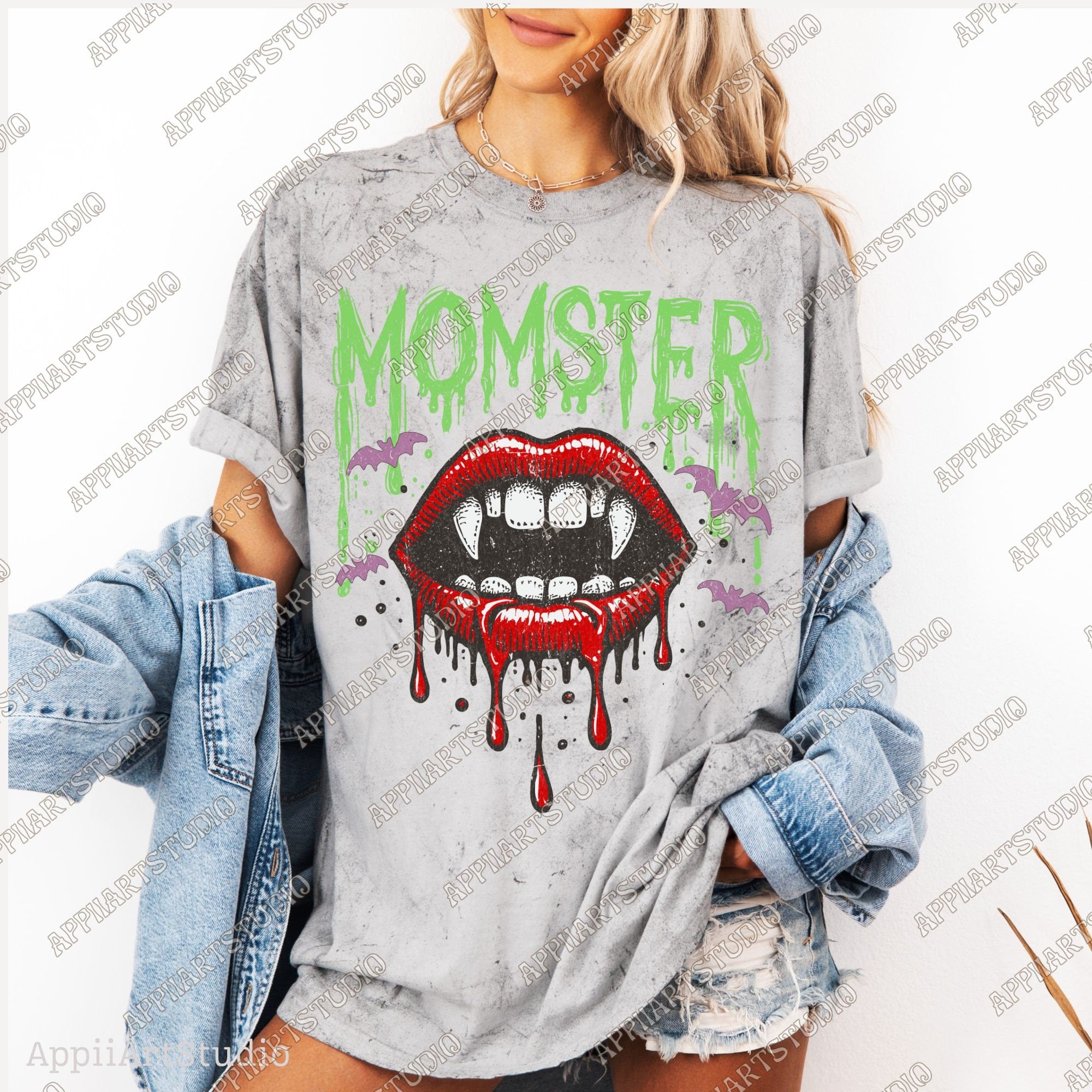 Momster Vampire Sexy Lips and Fangs Halloween Transparence Png Halloween For Womene Digital Download for DTG Printing DTF Sublimation,