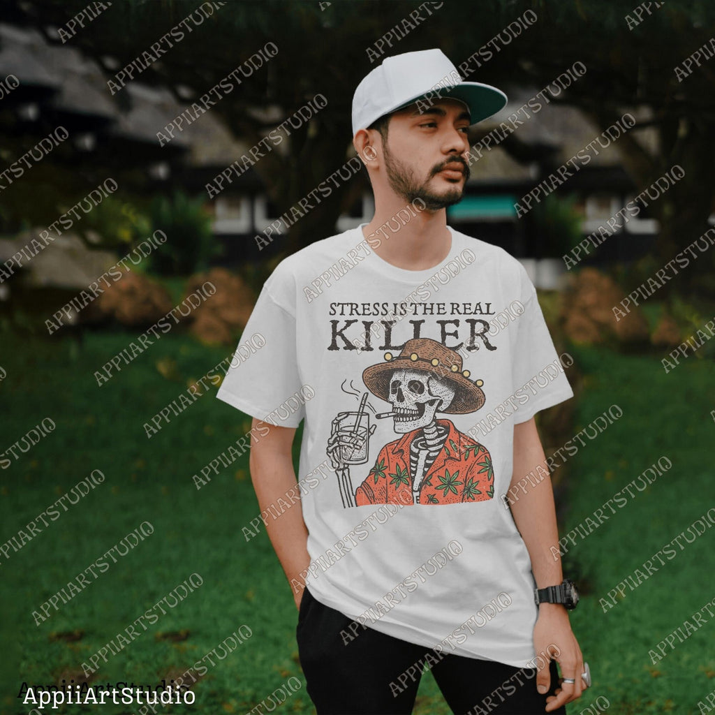 Stress Is The Real Killer Png, Western Cowboy Skull Design PNG, Western PNG, Vintage Style PNG, Desert Western Png, Wildwest Cowboys Png