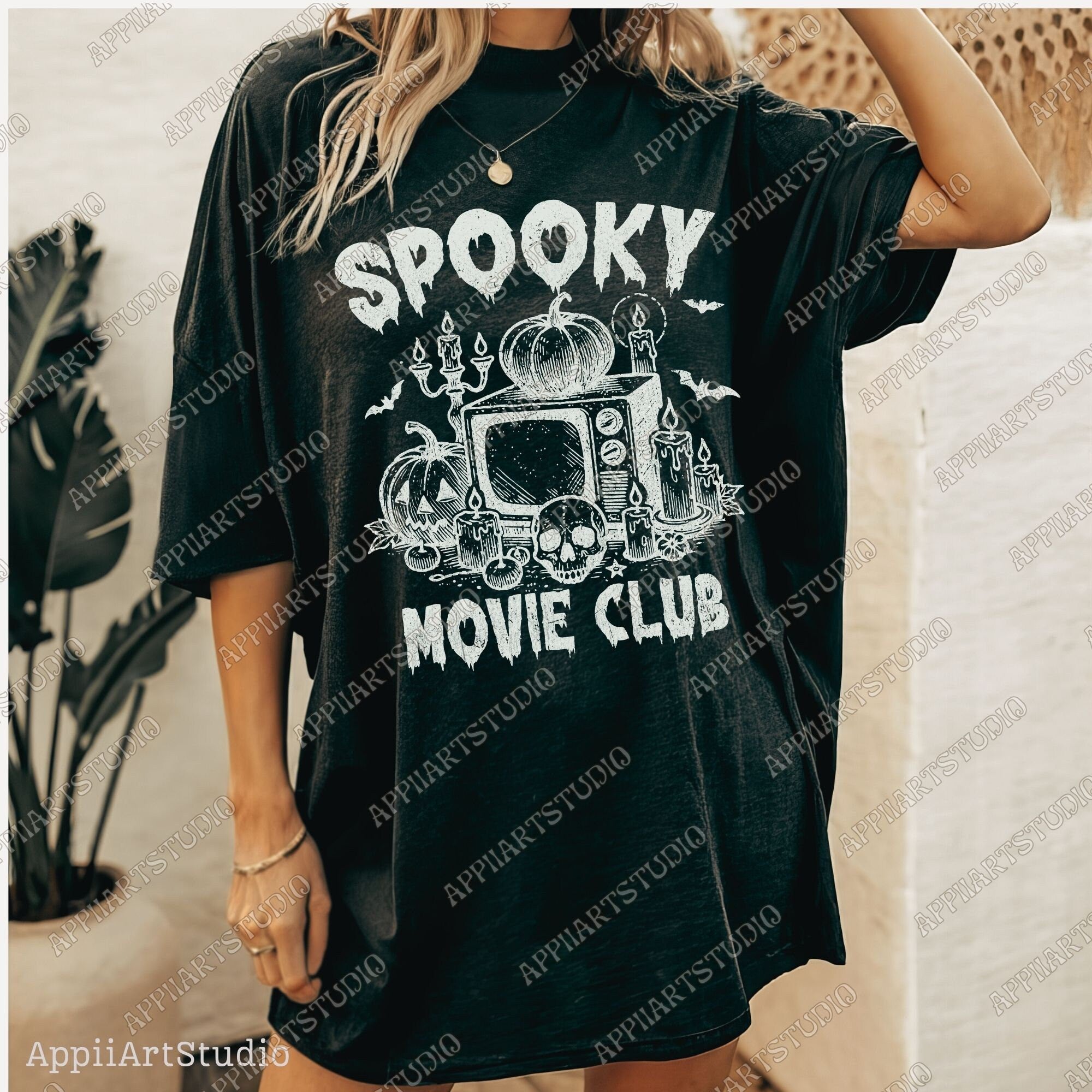 Spooky Movie Club png, Halloween Horror png, Spooky Season png Horror Movie png Spooky png Halloween Pumpkin png Fall png Sublime Design Png
