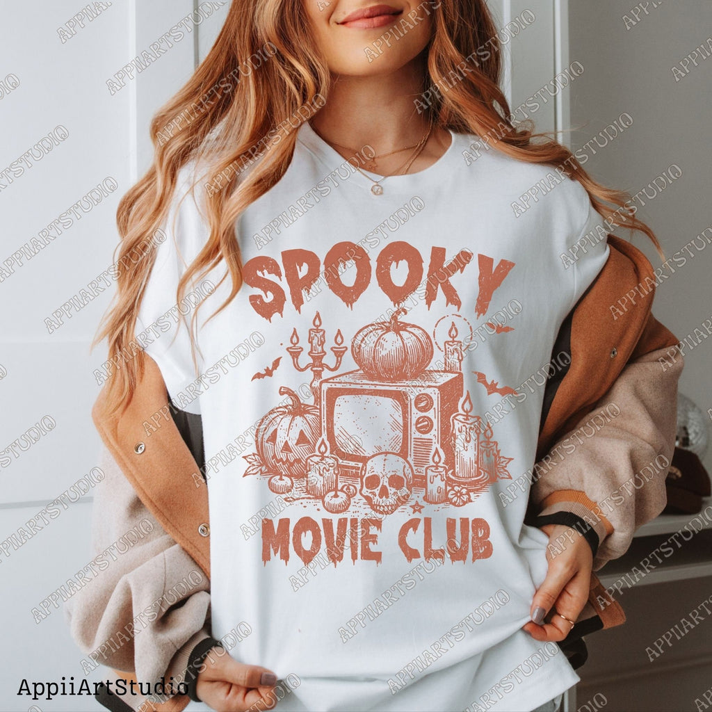Spooky Movie Club png, Halloween Horror png, Spooky Season png Horror Movie png Spooky png Halloween Pumpkin png Fall png Sublime Design Png