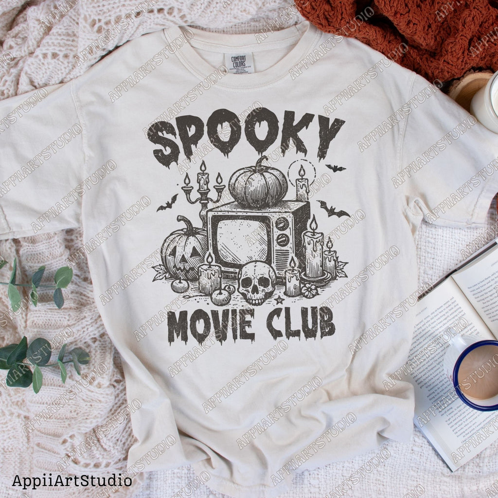 Spooky Movie Club png, Halloween Horror png, Spooky Season png Horror Movie png Spooky png Halloween Pumpkin png Fall png Sublime Design Png