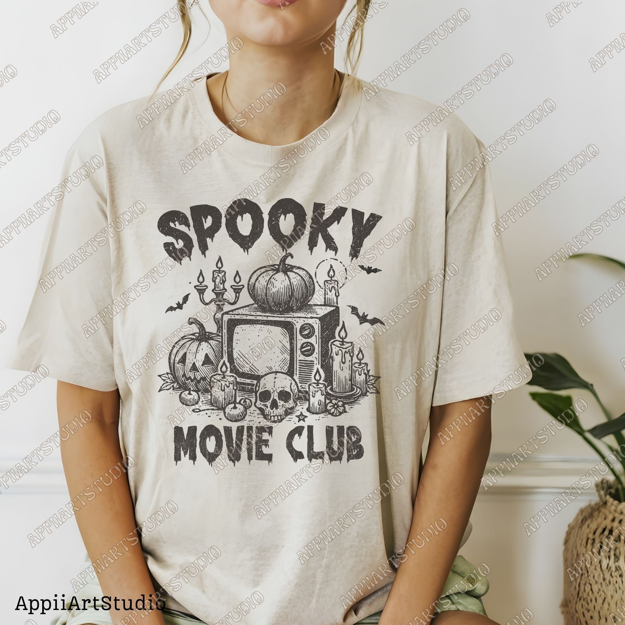 Spooky Movie Club png, Halloween Horror png, Spooky Season png Horror Movie png Spooky png Halloween Pumpkin png Fall png Sublime Design Png