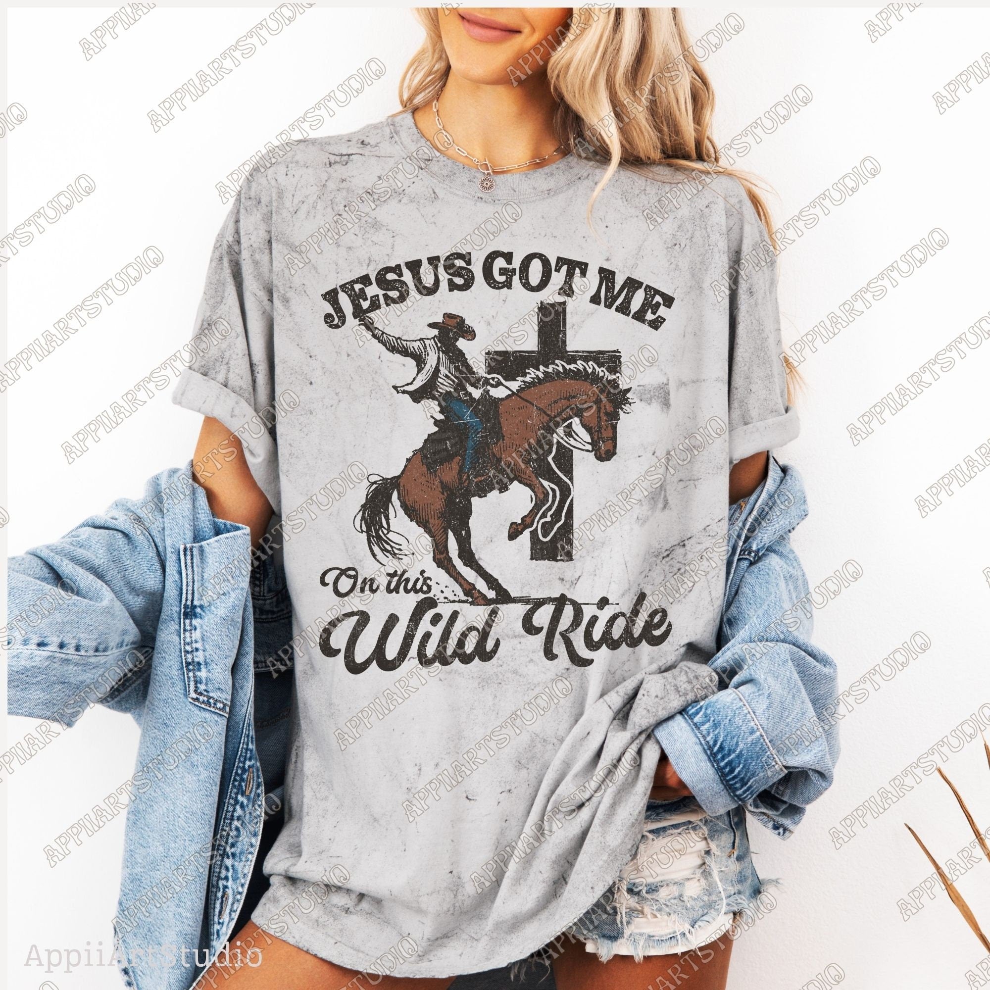 Jesus Got Me On The Wild Ride png, Sublimation Design, Christian Country PNG, Western Cowboy PNG, Christian PNG Bible Verse Png Christianity