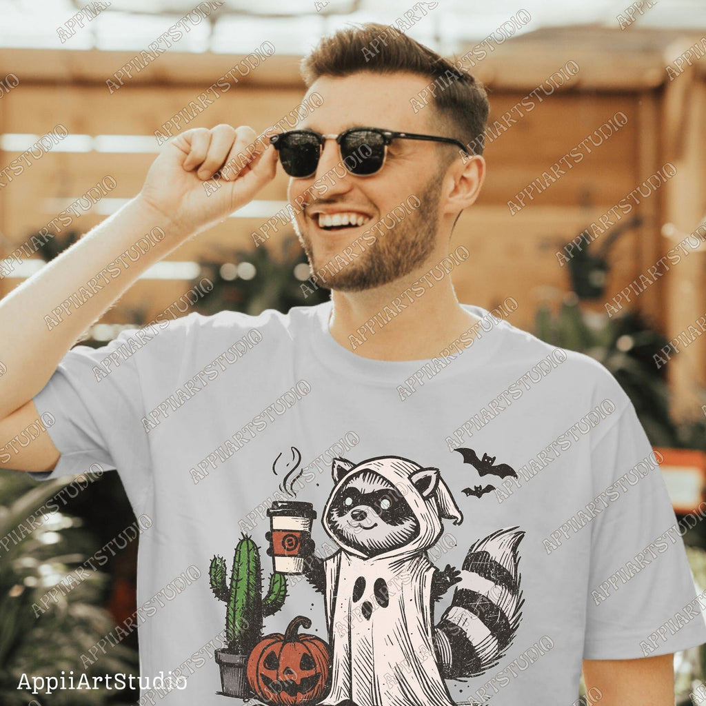 Trick or Trash Png, Funny Racoon trash panda Halloween Png, Spooky Png Vintage Coffee Halloween Shirt png halloween raccoon Png halloweeners