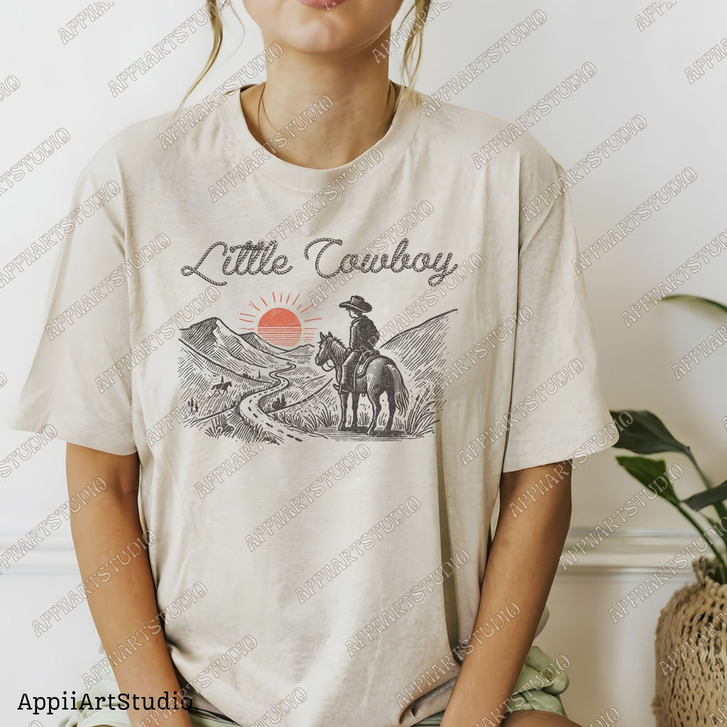 Little Cowboy Png, Western Cowboy Design PNG, Western PNG, Vintage Style PNG, Western Design, Desert Western Png, Retro Cowboy Png