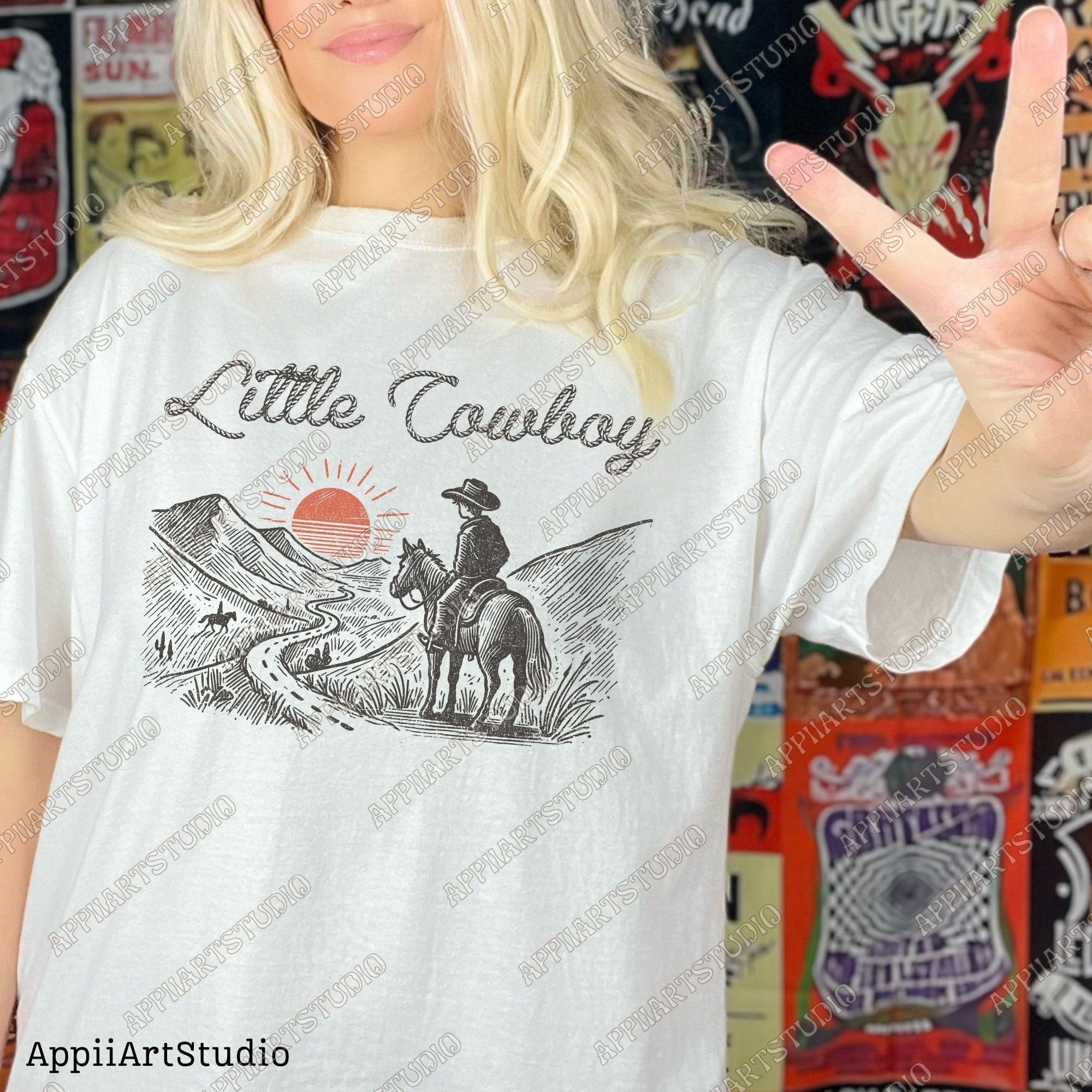 Little Cowboy Png, Western Cowboy Design PNG, Western PNG, Vintage Style PNG, Western Design, Desert Western Png, Retro Cowboy Png