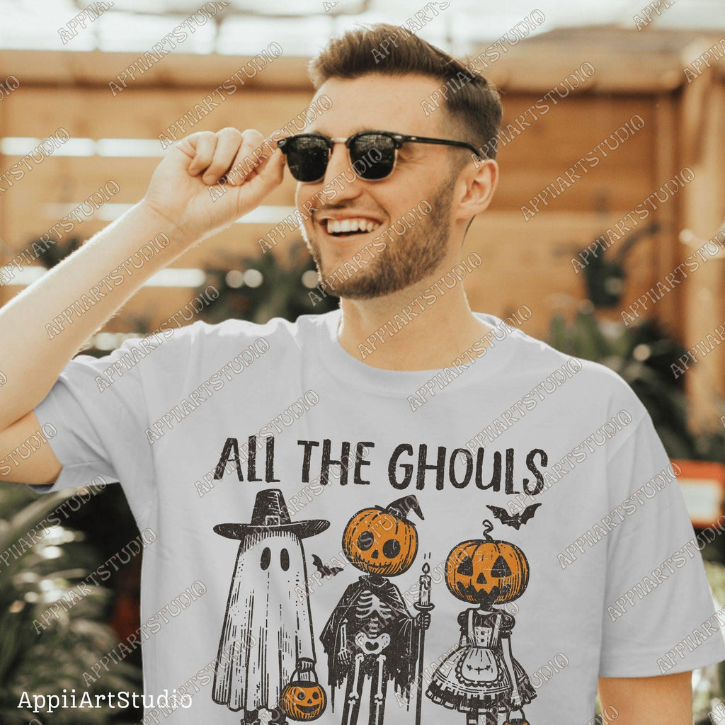 Pumpkin Head Halloween PNG, All the Ghouls Love Me Png, Spooky Vintage Halloween Png, Gothic Skeleton Sublimation, Trick or Treat Design