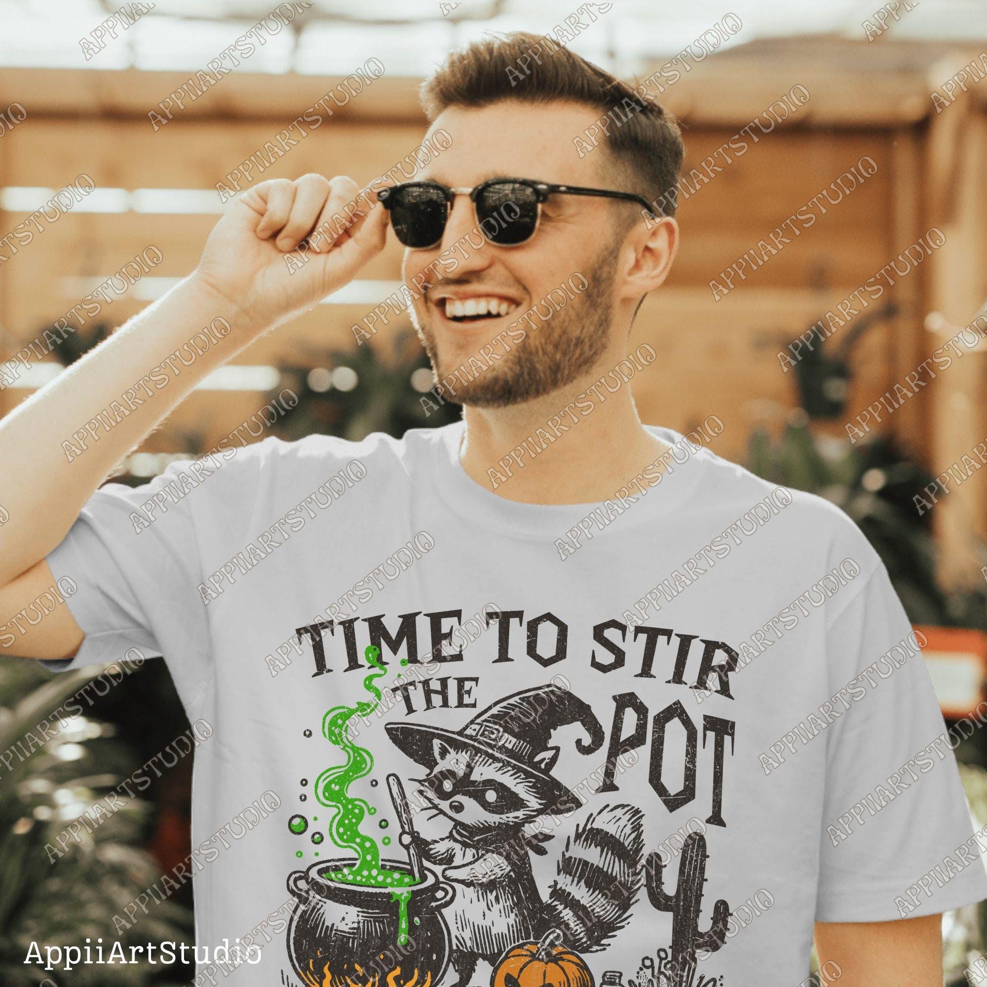 Time To Stir The Pot Halloween Raccoon Shirt Png Panda Halloween Png Spooky Png Western Halloween Png Halloween Raccoon Png halloweeners Png