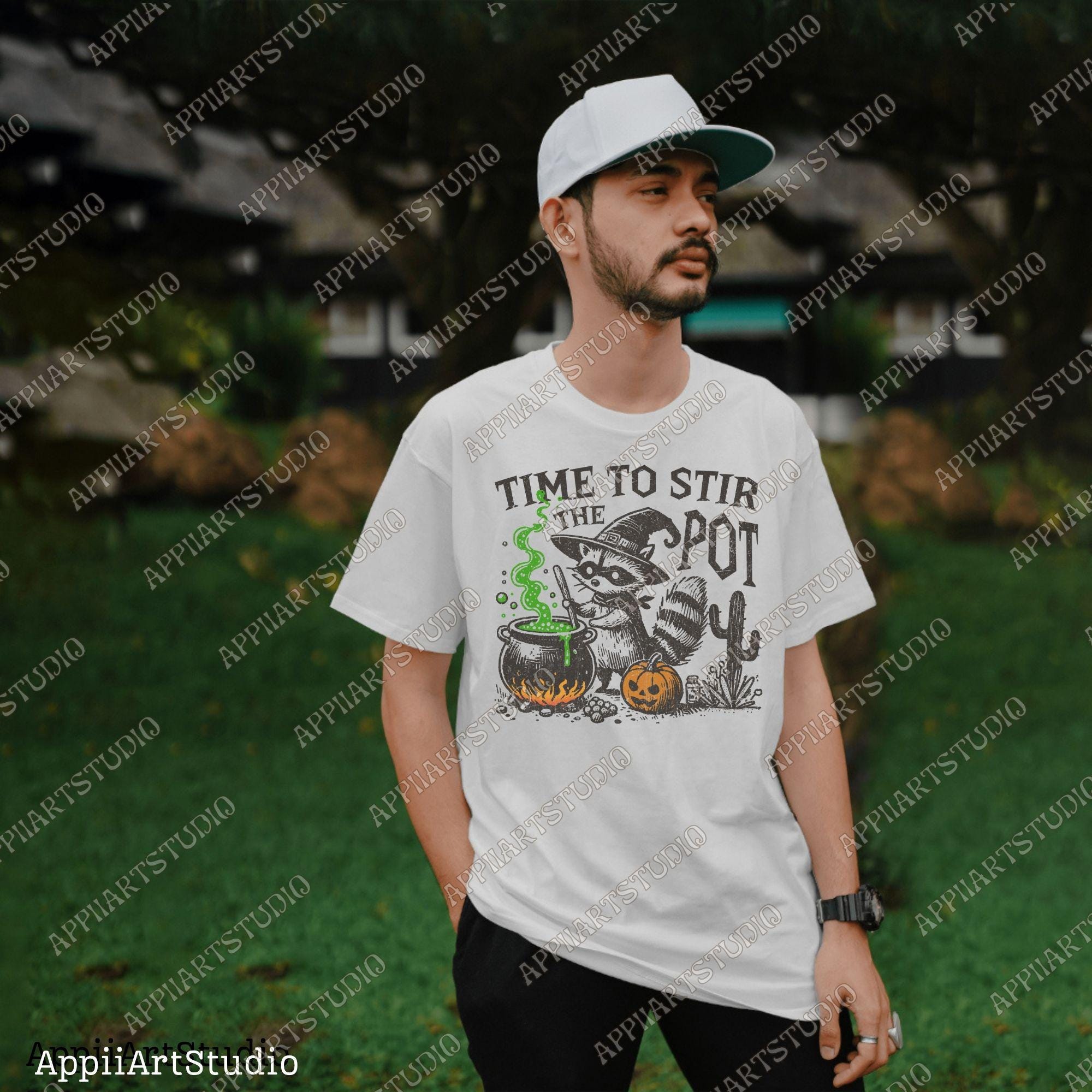 Time To Stir The Pot Halloween Raccoon Shirt Png Panda Halloween Png Spooky Png Western Halloween Png Halloween Raccoon Png halloweeners Png