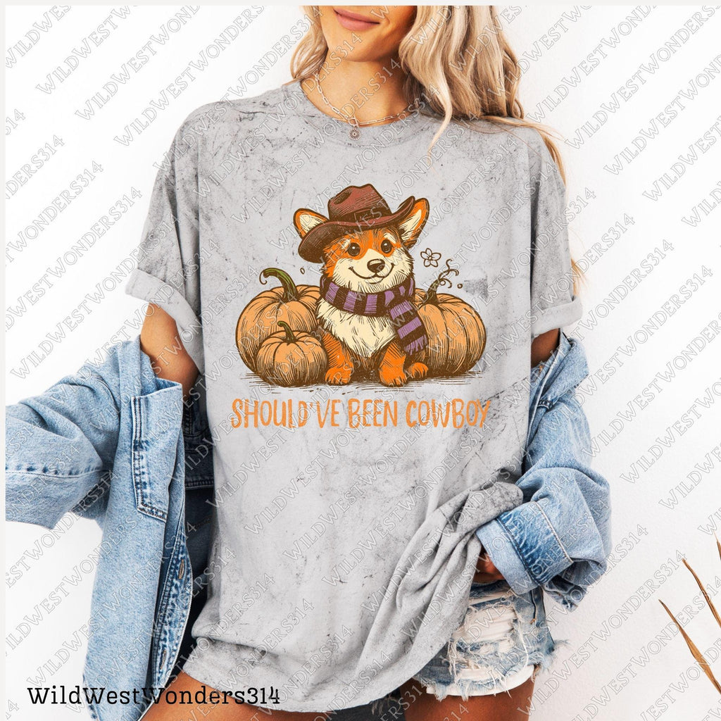 Should've Been Cowboy Png, Cute Corgi Cowboy PNG, Vintage Fall Dog PNG, Pumpkin Halloween Png, Autumn Halloween, Western Cowboy Pumpkin Png