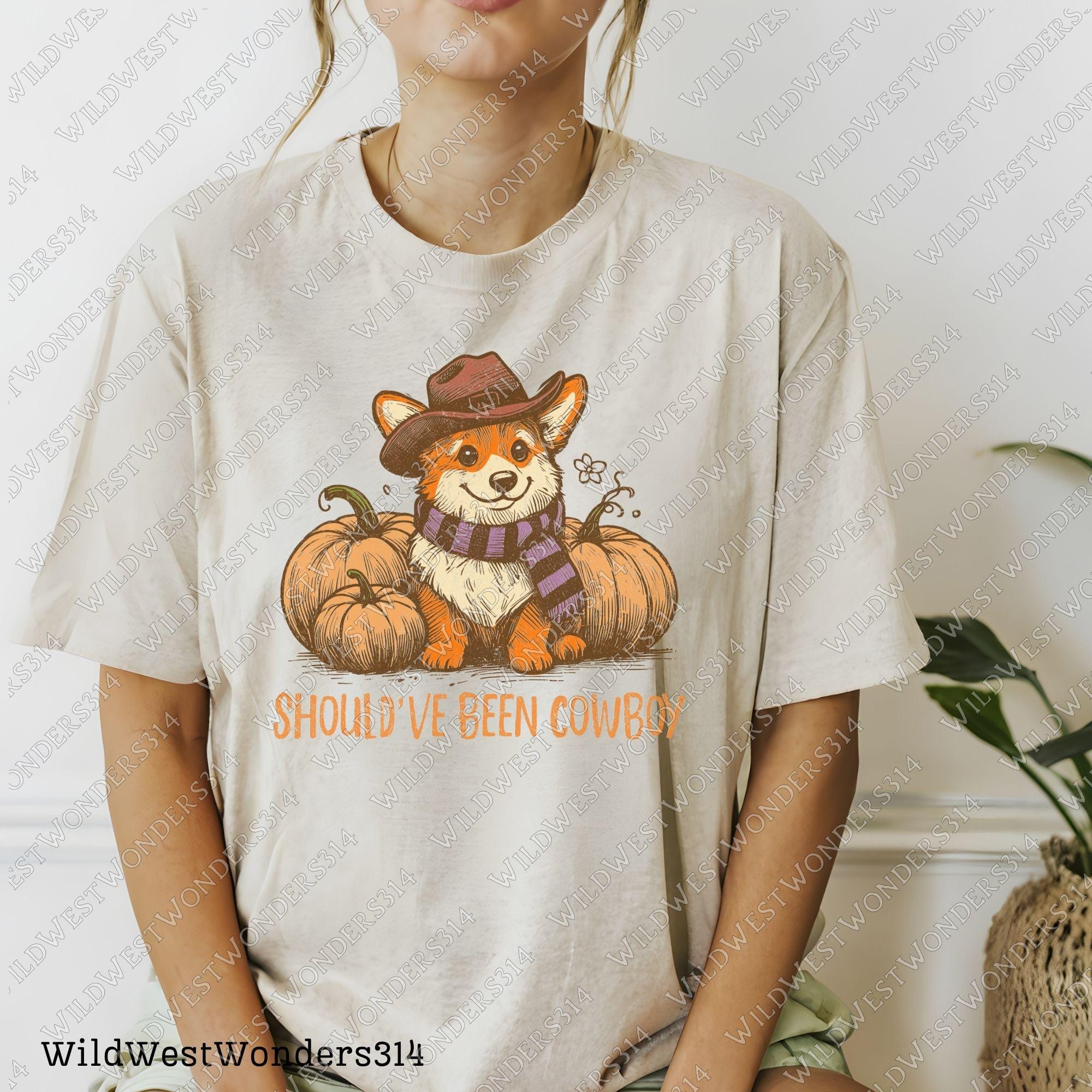 Should've Been Cowboy Png, Cute Corgi Cowboy PNG, Vintage Fall Dog PNG, Pumpkin Halloween Png, Autumn Halloween, Western Cowboy Pumpkin Png