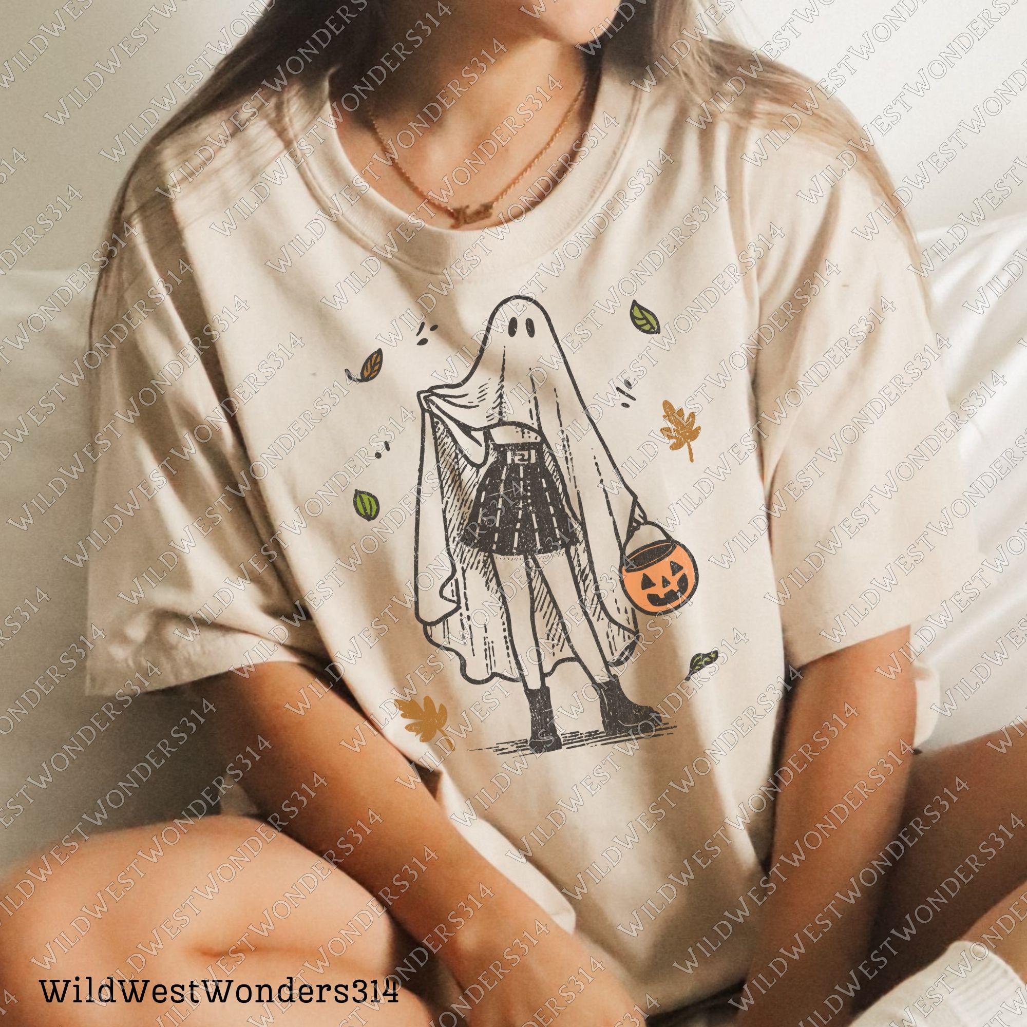 Cute Halloween Ghost Girl with Pumpkin Png, Halloween Cowgirl PNG, Howdy Halloween Shirt Png, Ghost Boo Png, Autumn Halloween, Gift For Her