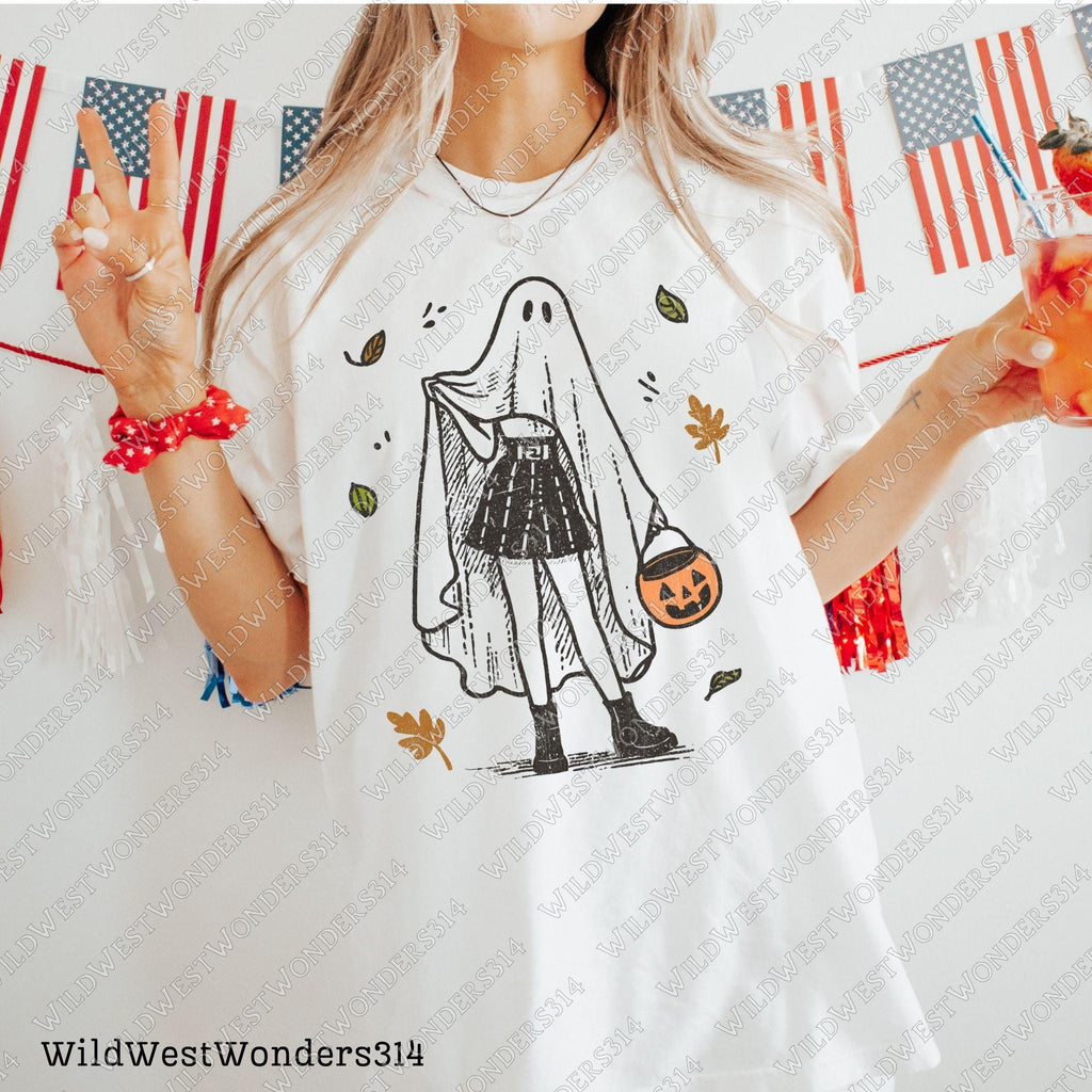 Cute Halloween Ghost Girl with Pumpkin Png, Halloween Cowgirl PNG, Howdy Halloween Shirt Png, Ghost Boo Png, Autumn Halloween, Gift For Her