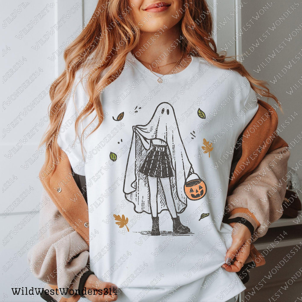 Cute Halloween Ghost Girl with Pumpkin Png, Halloween Cowgirl PNG, Howdy Halloween Shirt Png, Ghost Boo Png, Autumn Halloween, Gift For Her