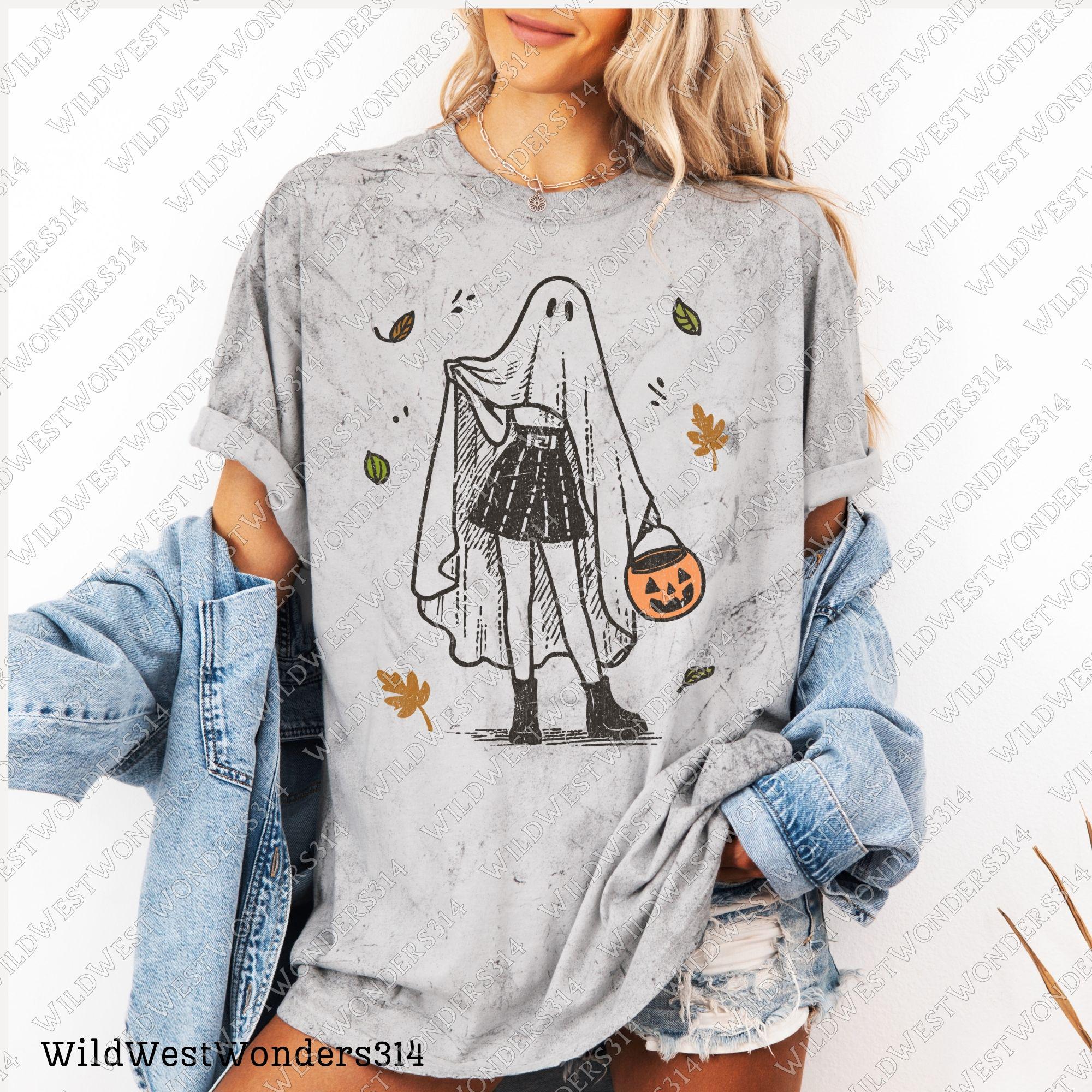 Cute Halloween Ghost Girl with Pumpkin Png, Halloween Cowgirl PNG, Howdy Halloween Shirt Png, Ghost Boo Png, Autumn Halloween, Gift For Her
