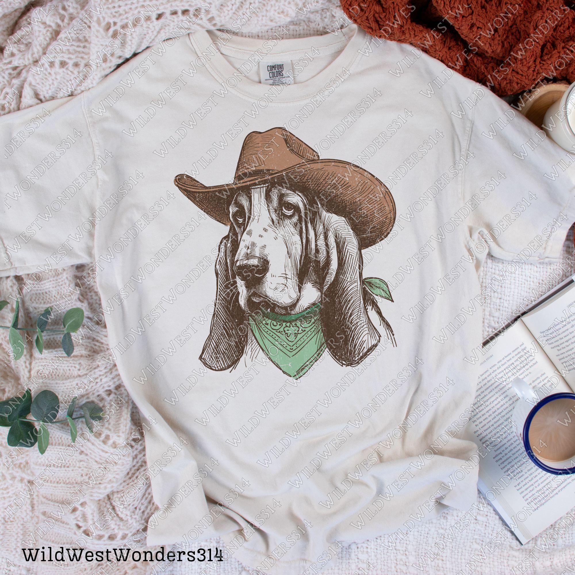 Cowboy Dog with Bandana and Hat PNG, Rustic Western AnimalPng, Vintage Desert Png, Rustic Country Png, Vintage Farmhouse, Southwestern Png