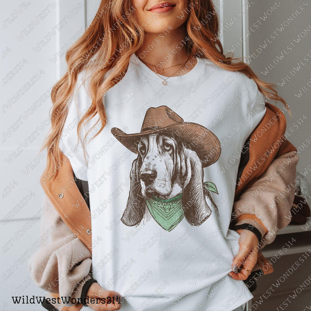 Cowboy Dog with Bandana and Hat PNG, Rustic Western AnimalPng, Vintage Desert Png, Rustic Country Png, Vintage Farmhouse, Southwestern Png