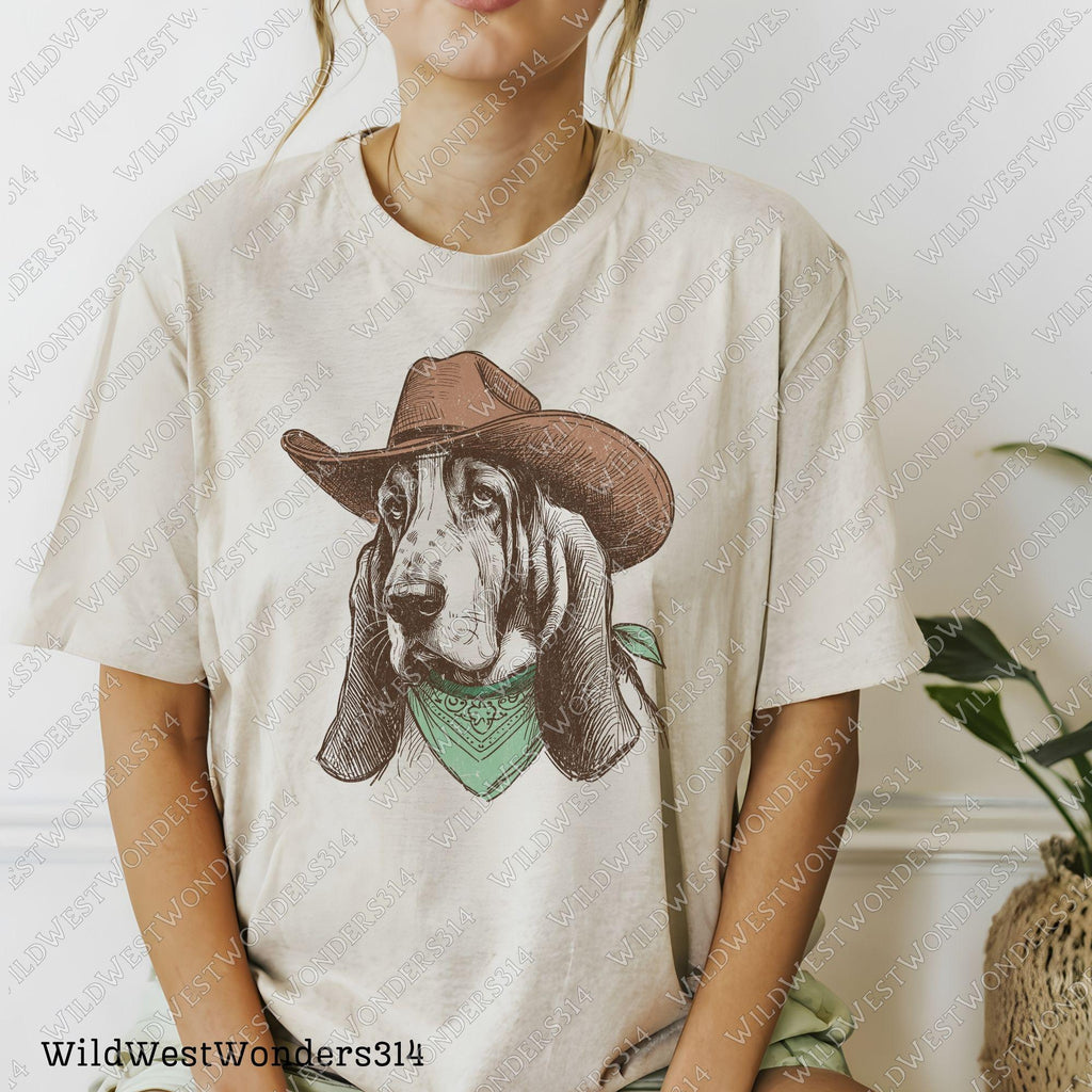Cowboy Dog with Bandana and Hat PNG, Rustic Western AnimalPng, Vintage Desert Png, Rustic Country Png, Vintage Farmhouse, Southwestern Png