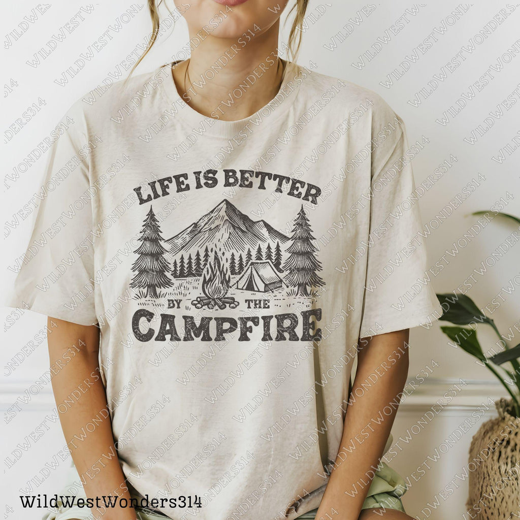 Life is Better by the Campfire PNG, Camping Outdoor Adventure Graphic, Campfire Tent, Camping sublimation PNG, Outdoor png, Digital Download