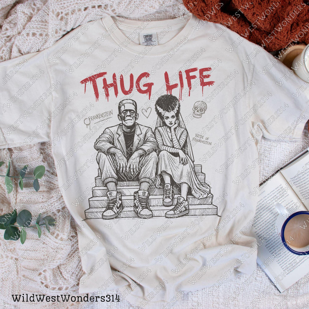 Thug Life Frankenstein & Bride Halloween PNG (Digital Download)
