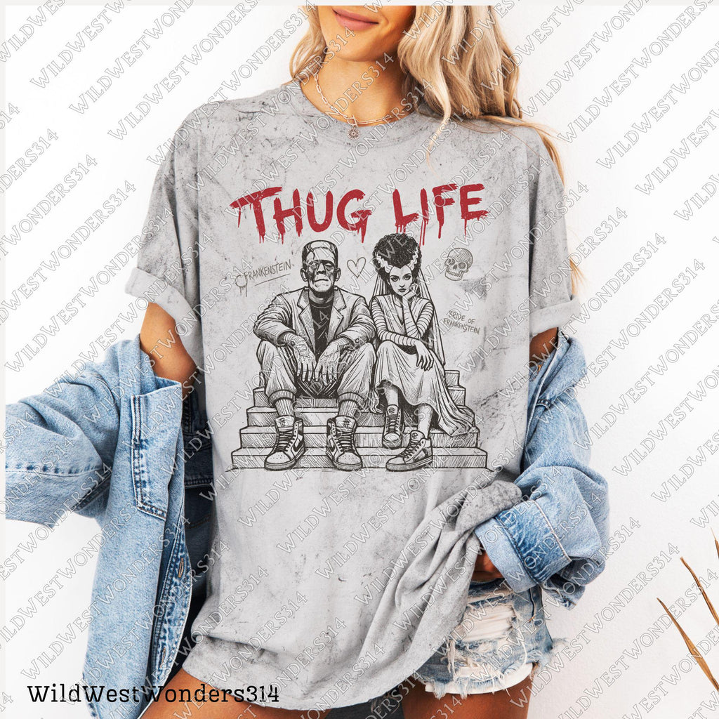 Thug Life Frankenstein & Bride Halloween PNG (Digital Download)