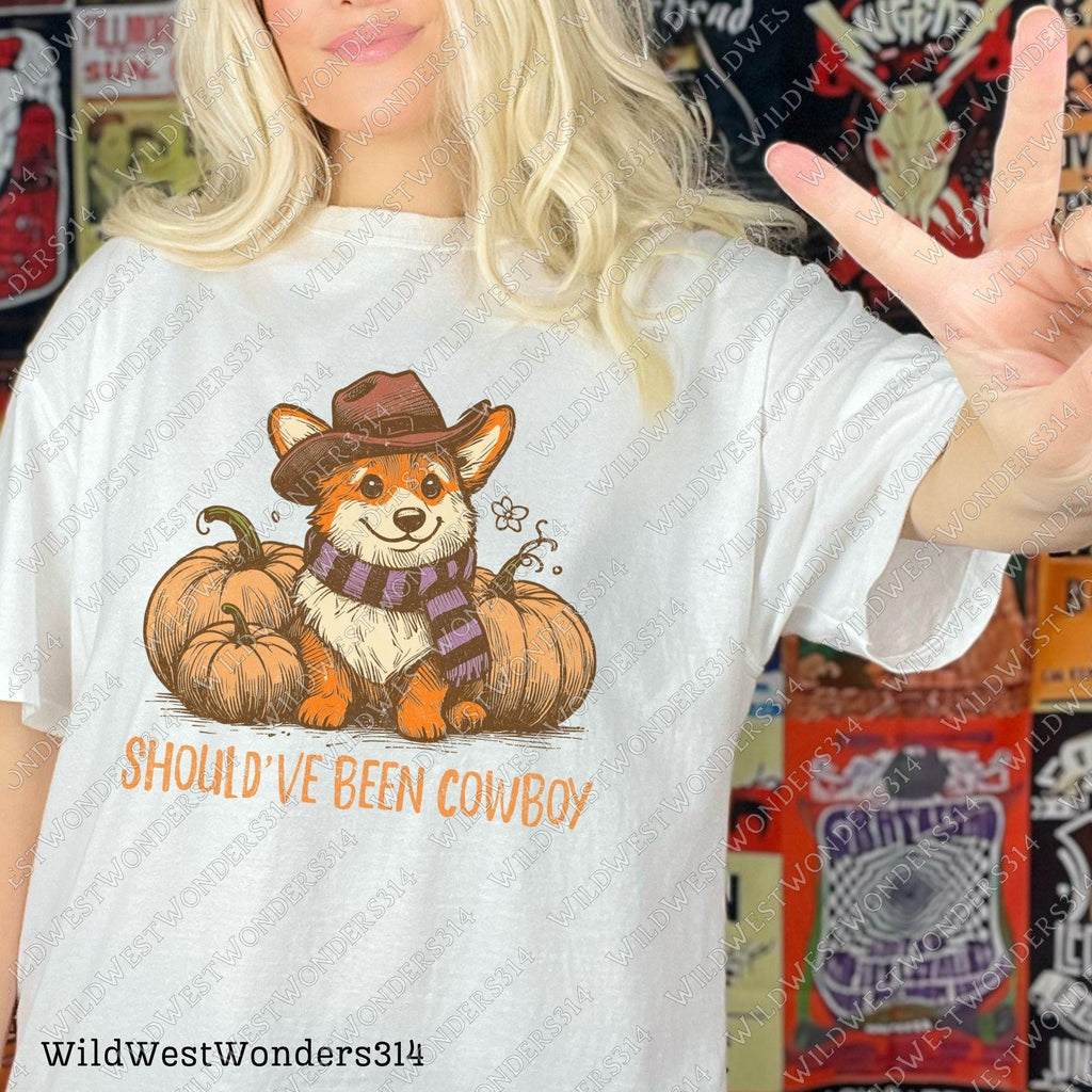 Should've Been Cowboy Png, Cute Corgi Cowboy PNG, Vintage Fall Dog PNG, Pumpkin Halloween Png, Autumn Halloween, Western Cowboy Pumpkin Png