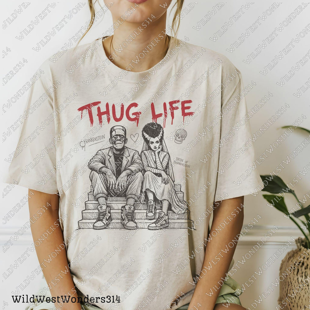 Thug Life Frankenstein & Bride Halloween PNG (Digital Download)
