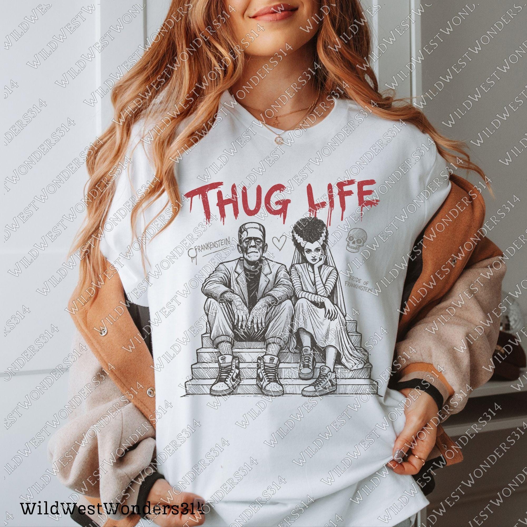Thug Life Frankenstein & Bride Halloween PNG (Digital Download)
