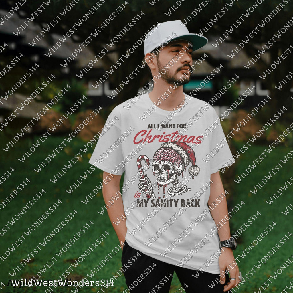 All I Want For Christmas Is My Sanity Back PNG, Sarcastic Christmas Skull PNG, Funny Christmas Sublimation Design, Dark Humor Christmas Png