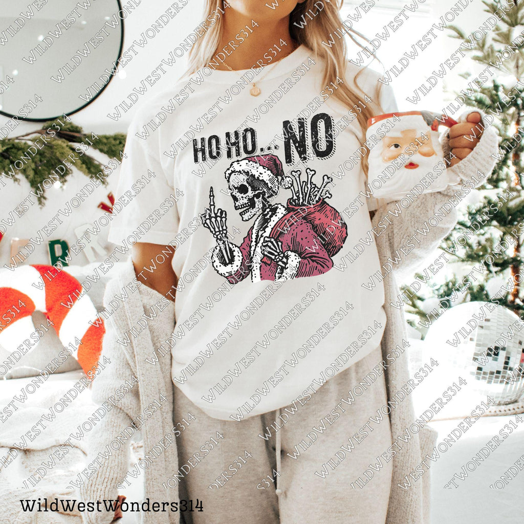 Ho Ho No Skeleton Santa PNG, Sarcastic Christmas Skull PNG, Funny Christmas Sublimation Design, Dark Humor Christmas Png, Anti Christmas Png