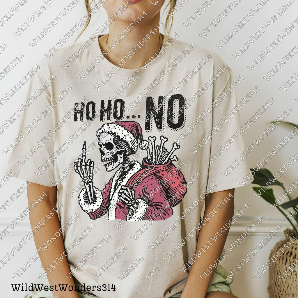 Ho Ho No Skeleton Santa PNG, Sarcastic Christmas Skull PNG, Funny Christmas Sublimation Design, Dark Humor Christmas Png, Anti Christmas Png