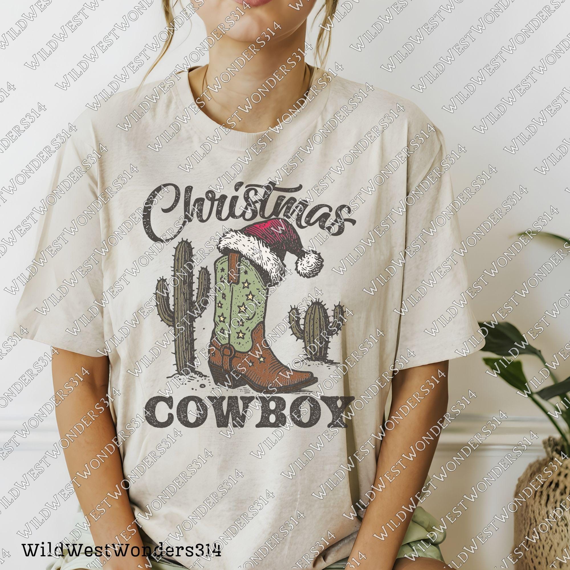 Western Christmas Sublimations, Designs Downloads, Vintage, Santa, Shirt Design Sublimation Downloads, Cowboy, Christmas Cowboy Boots Png