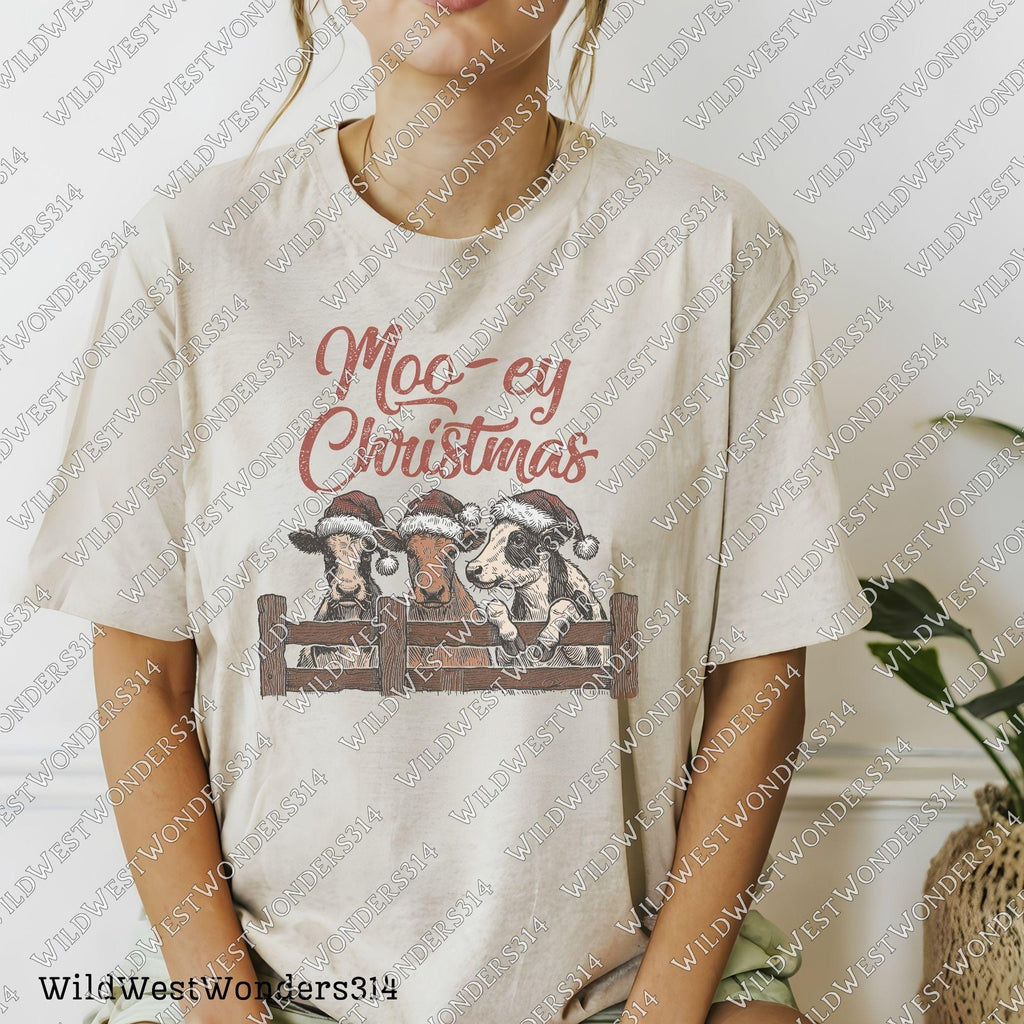 Western Christmas Sublimations, Designs Downloads, Vintage, Santa, Shirt Design Sublimation Downloads, Cowboy, Moo-ey Christmas Cattles Png