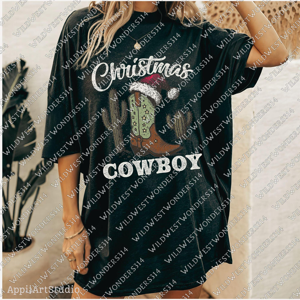 Western Christmas Sublimations, Designs Downloads, Vintage, Santa, Shirt Design Sublimation Downloads, Cowboy, Christmas Cowboy Boots Png