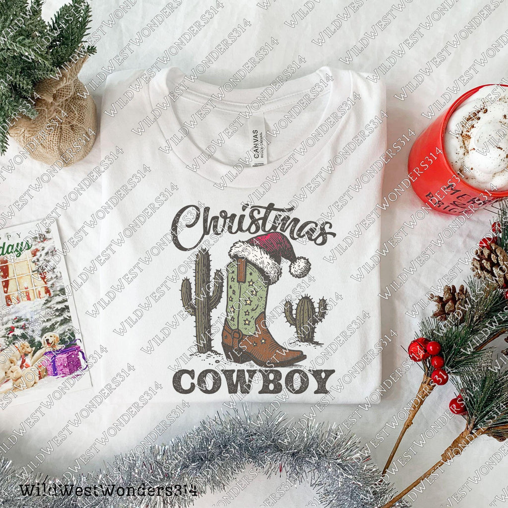 Western Christmas Sublimations, Designs Downloads, Vintage, Santa, Shirt Design Sublimation Downloads, Cowboy, Christmas Cowboy Boots Png