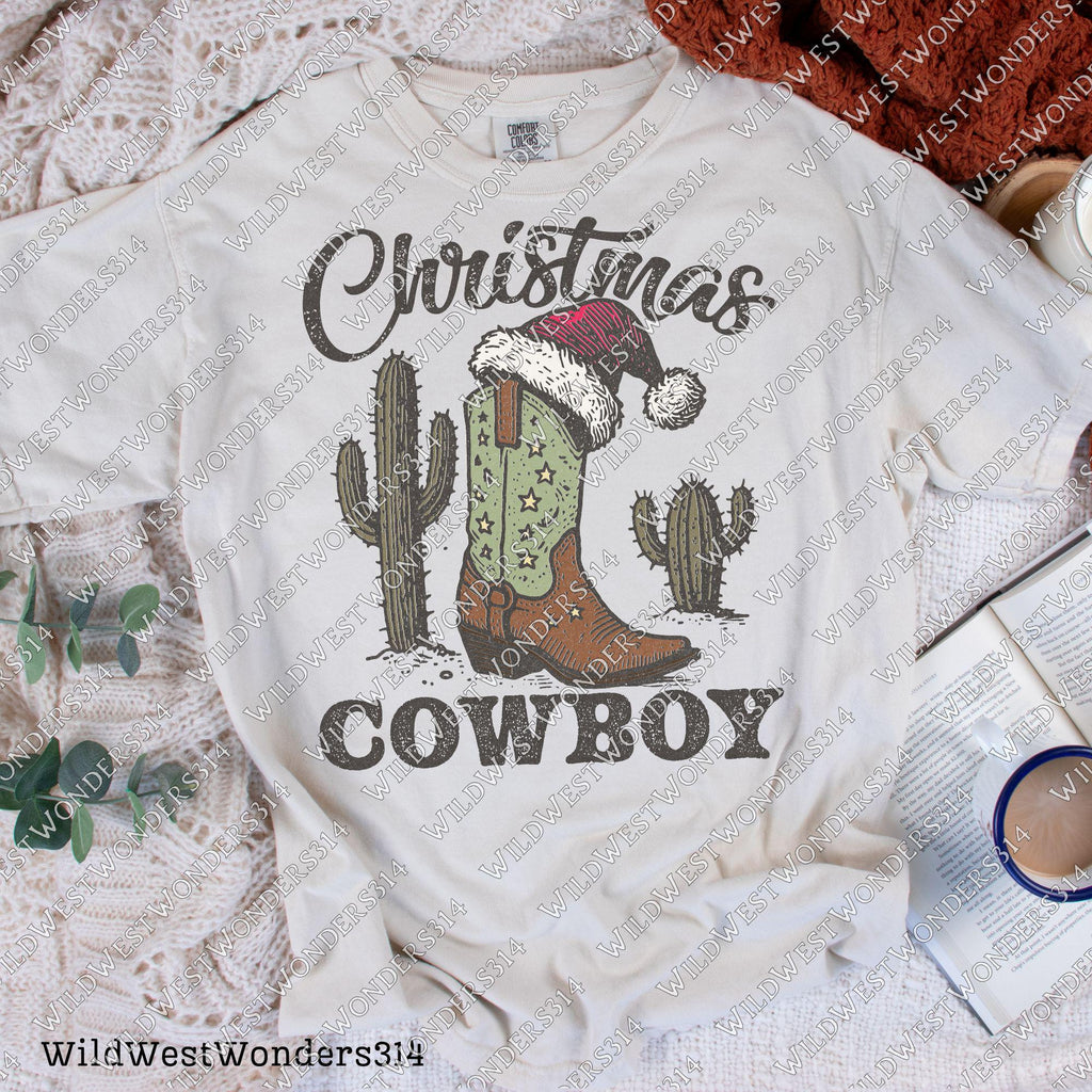 Western Christmas Sublimations, Designs Downloads, Vintage, Santa, Shirt Design Sublimation Downloads, Cowboy, Christmas Cowboy Boots Png