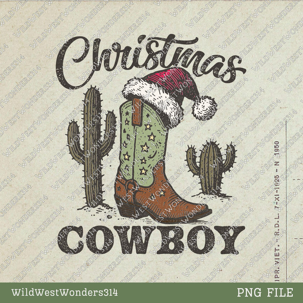 Western Christmas Sublimations, Designs Downloads, Vintage, Santa, Shirt Design Sublimation Downloads, Cowboy, Christmas Cowboy Boots Png