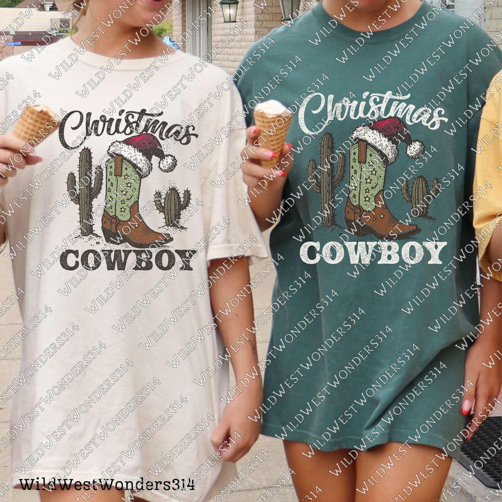 Western Christmas Sublimations, Designs Downloads, Vintage, Santa, Shirt Design Sublimation Downloads, Cowboy, Christmas Cowboy Boots Png