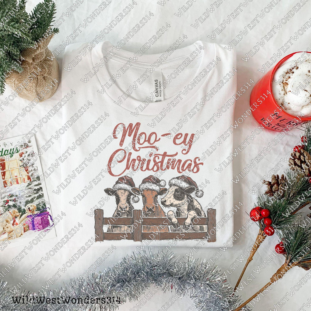 Western Christmas Sublimations, Designs Downloads, Vintage, Santa, Shirt Design Sublimation Downloads, Cowboy, Moo-ey Christmas Cattles Png
