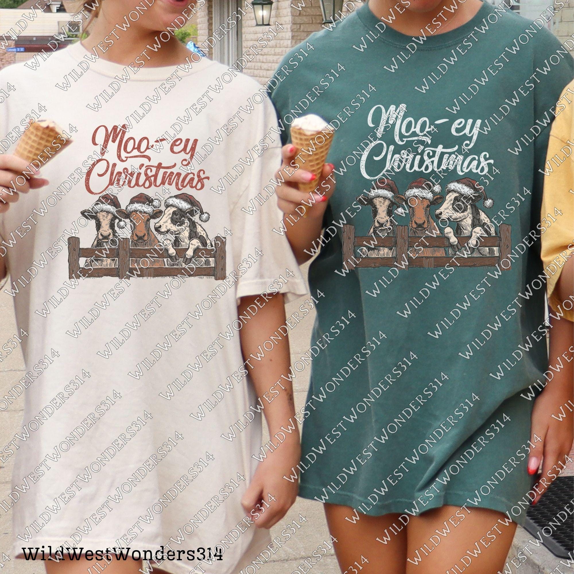 Western Christmas Sublimations, Designs Downloads, Vintage, Santa, Shirt Design Sublimation Downloads, Cowboy, Moo-ey Christmas Cattles Png