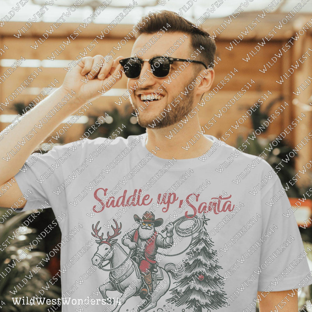 Western Christmas Sublimations, Designs Downloads, Farmhouse Christmas Png, Shirt Design Sublimation Downloads, Howdy, Saddle Up Santa PNG