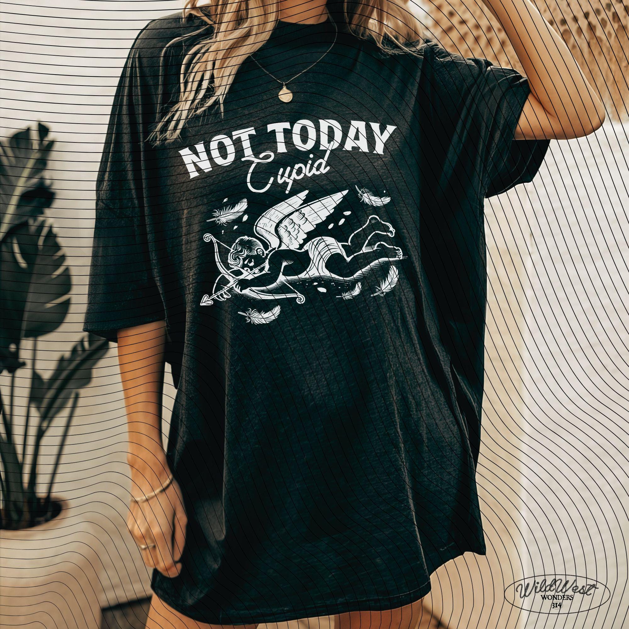 Not Today Cupid PNG Anti-Valentine's Day in Trendy vintage retro Cupid Funny Valentine comic design for Tees, Wall art, Stickers, Tote Bags