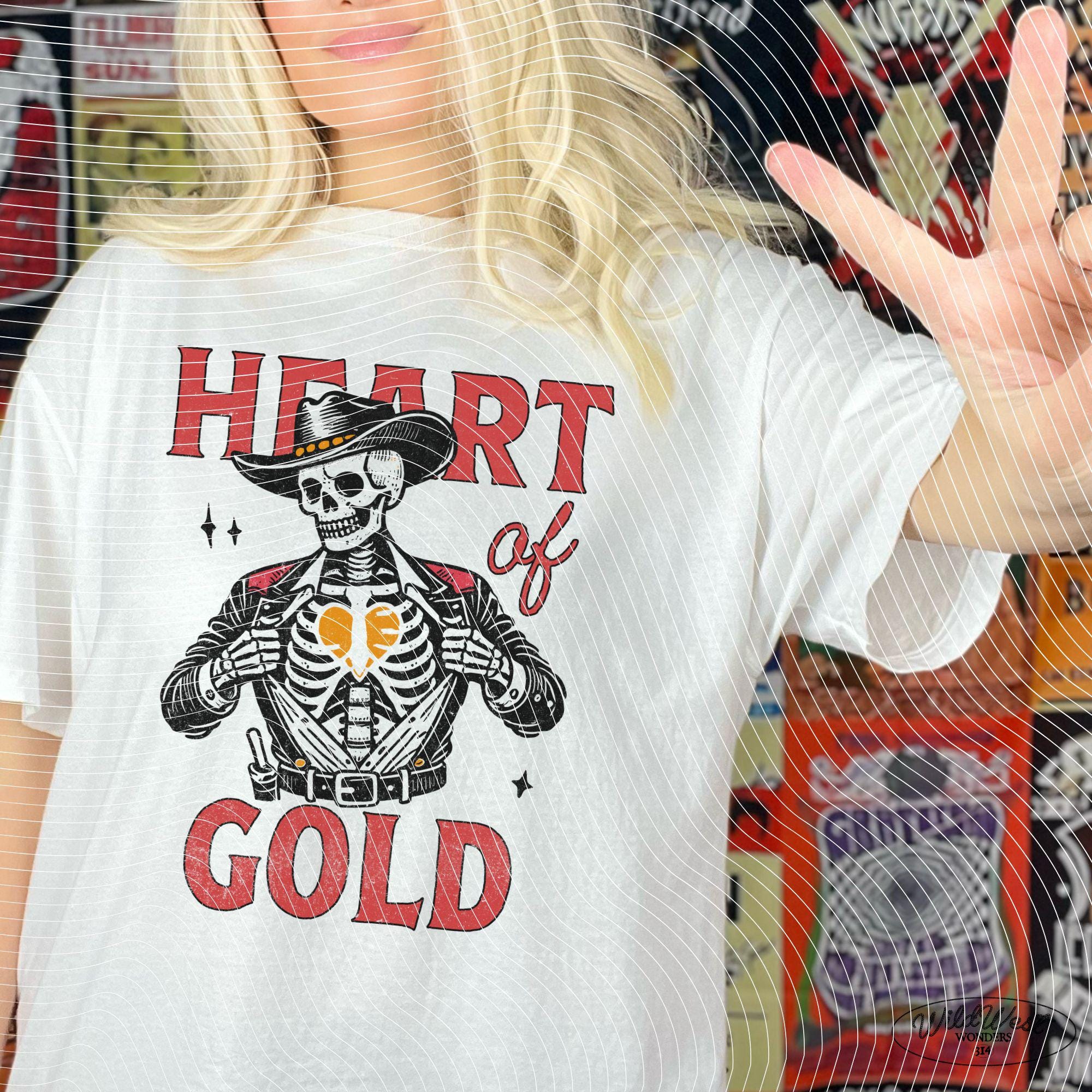 Heart of Gold Western PNG Cowboy Valentine's Day Vintage Rodeo in Trendy Vintage Retro Valentine design for Tees Wall art Stickers Tote Bags