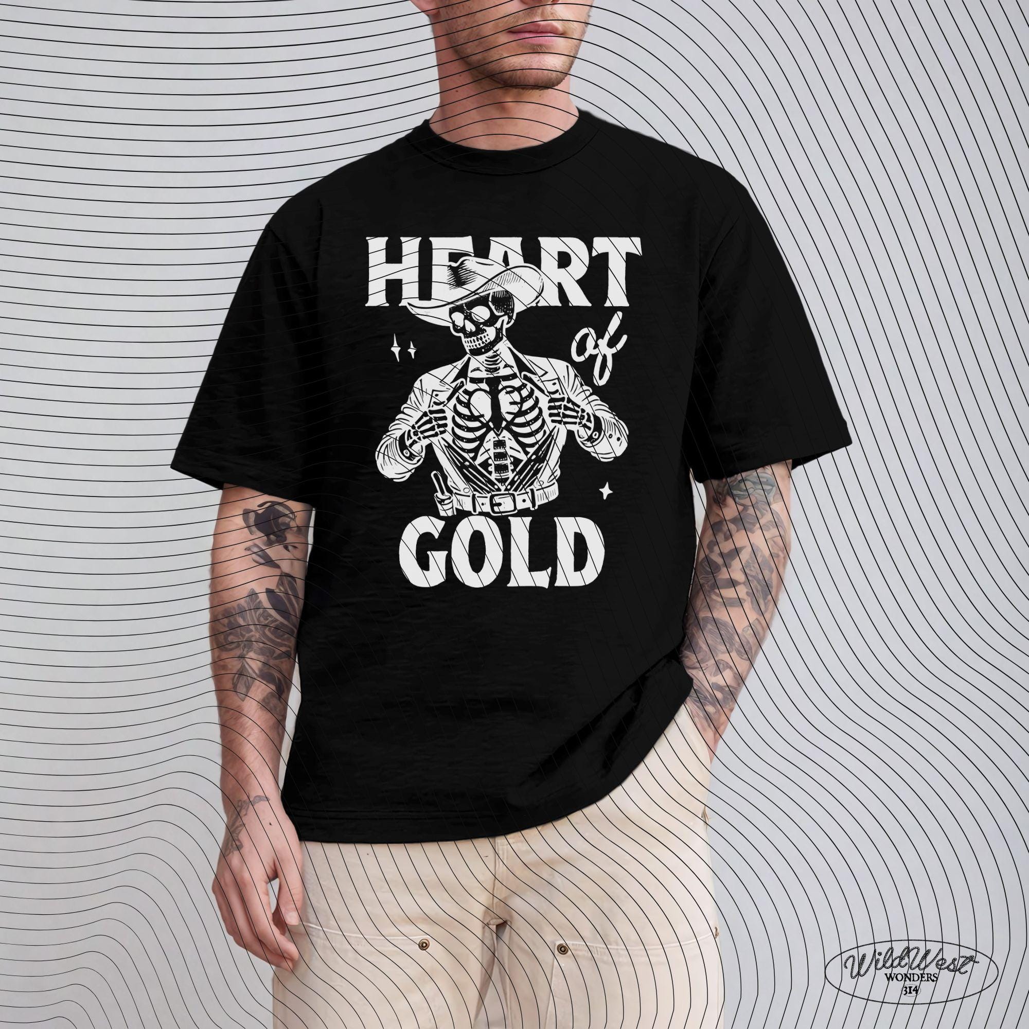 Heart of Gold Western PNG Cowboy Valentine's Day Vintage Rodeo in Trendy Vintage Retro Valentine design for Tees Wall art Stickers Tote Bags