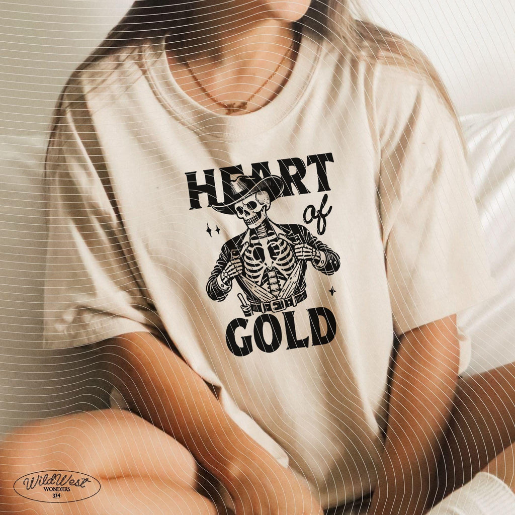 Heart of Gold Western PNG Cowboy Valentine's Day Vintage Rodeo in Trendy Vintage Retro Valentine design for Tees Wall art Stickers Tote Bags