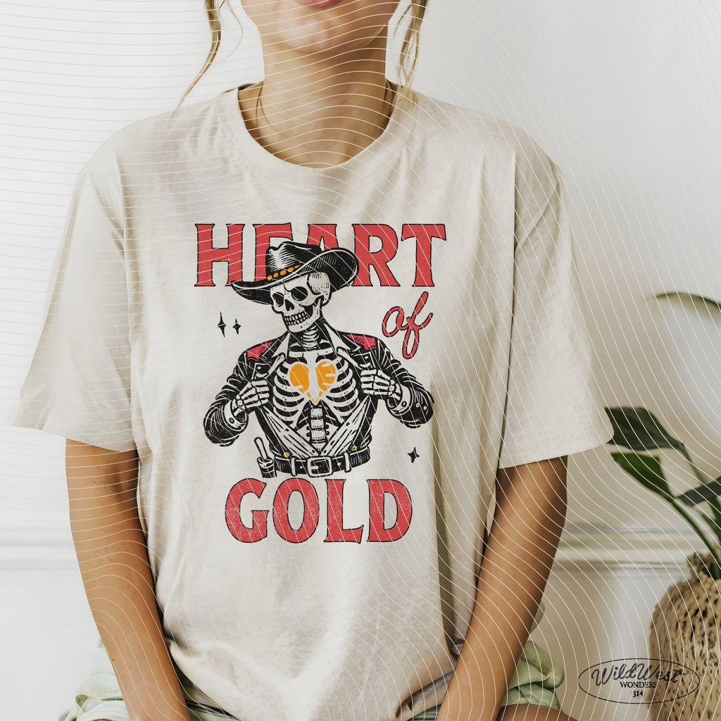 Heart of Gold Western PNG Cowboy Valentine's Day Vintage Rodeo in Trendy Vintage Retro Valentine design for Tees Wall art Stickers Tote Bags